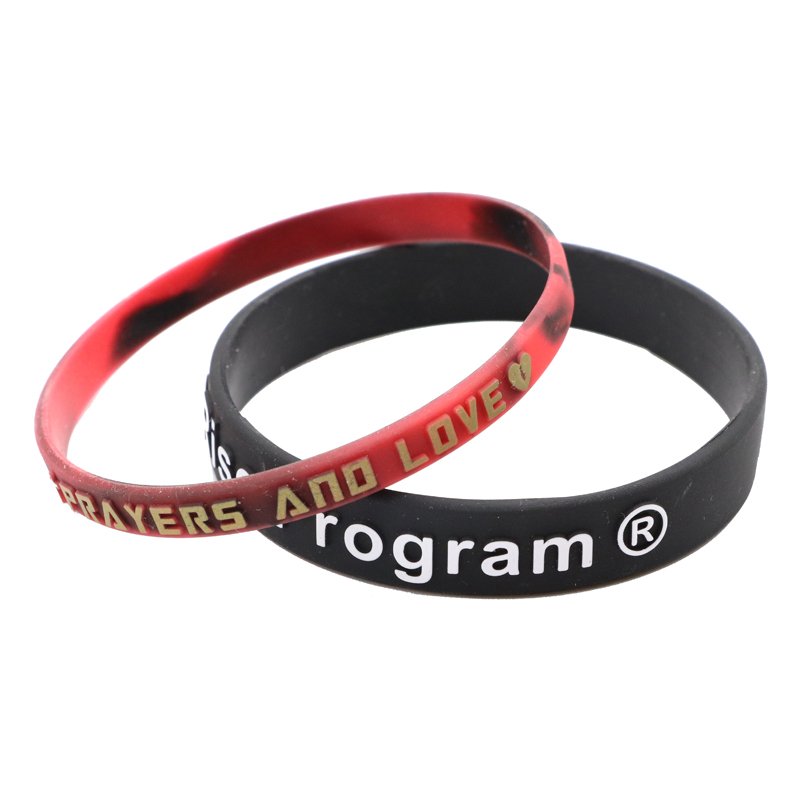 Skyee Customized Design Color Embossed Printed Logo Silicone Wristband Silicone Bracelets