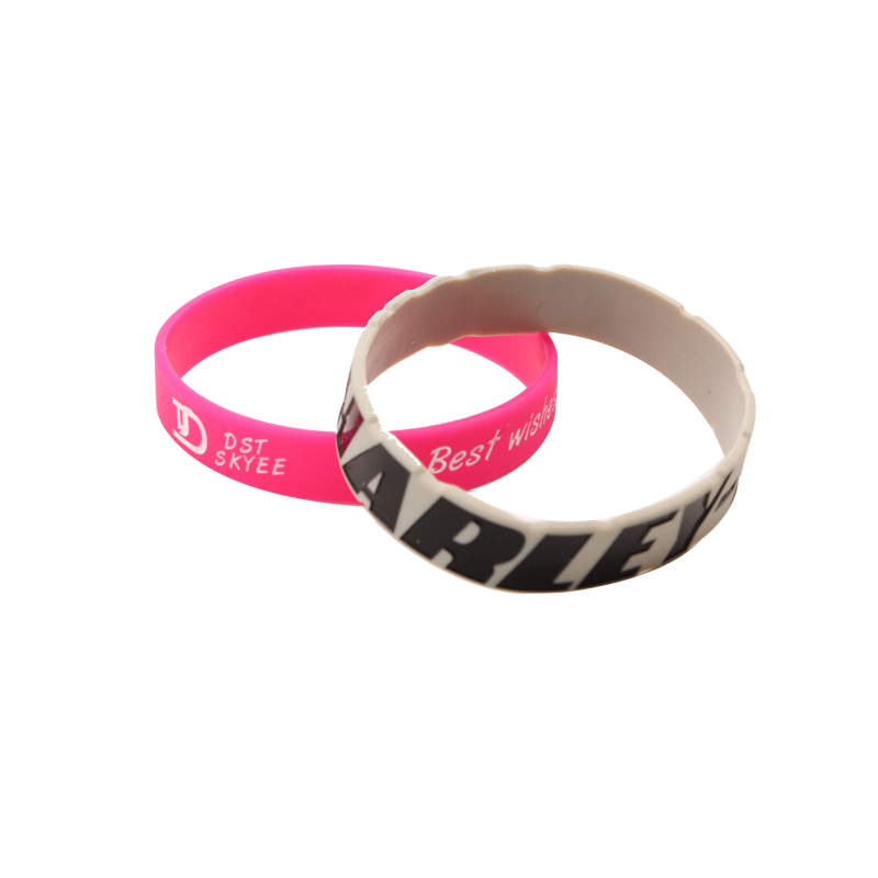Skyee Sports Silicone Bracelets Debossed Fill Color Logo Basketball Silicone Wristbands Baller