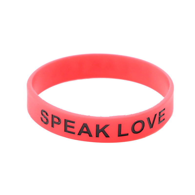 Skyee Custom debossed wide silicone wristband bracelet with color filled