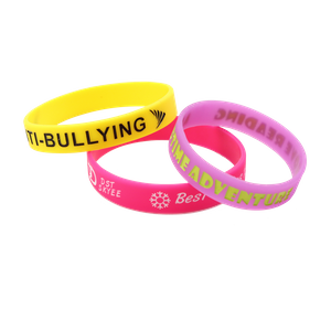 Skyee 2019 Selling Custom Debossed Color Fill in Silicone Wristband with Your Logo