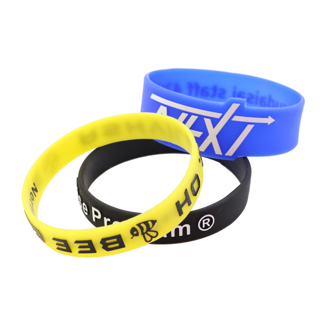 skyee Custom Embossed With Printed Hand Band cheap Printed Silicone Wristband silicone Bracelet Manufacturer